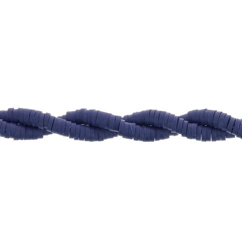 Perles Heishi rondelles  en pâte polymère 4x1 mm - Bleu nuit x45cm