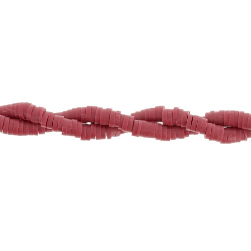 Perles Heishi rondelles  en pâte polymère 4x1 mm - Bordeaux x45cm