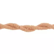 Perles Heishi rondelles  en pâte polymère 4x1 mm - Nude orangé x45cm