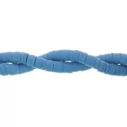 Perles Heishi rondelles  en pâte polymère 5x1 mm - Bleu jean x45cm