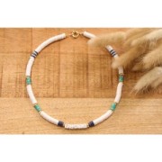 Perles Heishi rondelles  en pâte polymère 6x1 mm - Bleu ciel x45cm