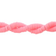 Perles Heishi rondelles  en pâte polymère 6x1 mm - Rose vif x45cm
