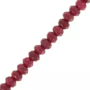 Rondes aplaties facettées 6x4 mm pierre gemme teintée - Quartz Bordeaux x35cm