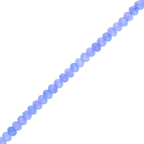 Rondes aplaties facettées 6x4 mm pierre gemme teintée - Quartz Bleu x37cm