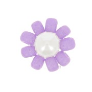Fleur en perles de rocailles - marguerite - 10 mm - Violet - Blanc nacré x1