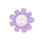 Fleur en perles de rocailles - marguerite - 10 mm - Violet - Blanc nacré x1
