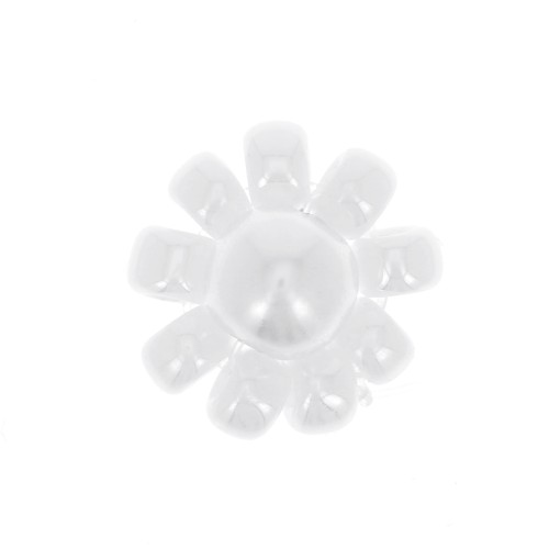 Fleur en perles de rocailles - marguerite - 10 mm - Blanc - Blanc nacré x1