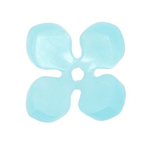 Perles fleur 13.5 mm en acétate - Bleu clair nacré x4