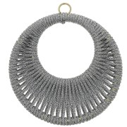 Pendentif rond  avec fil tissé 43 mm - Gris foncé brillant x1