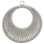 Pendentif rond  avec fil tissé 43 mm - Greige brillant x1