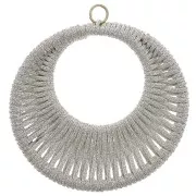 Pendentif rond  avec fil tissé 43 mm - Greige brillant x1