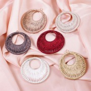 Pendentif rond  avec fil tissé 43 mm - Greige brillant x1