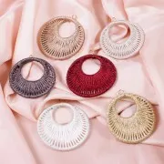 Pendentif rond  avec fil tissé 46 mm - Rouge brillant x1