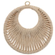 Pendentif rond  avec fil tissé 46 mm - Doré rose x1