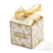 Boite à monter soi-même avec ruban pour bijoux 7x7 cm - motif fleurs - Sable|raw }}