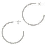 Créoles ouvertes diamantées 32 mm - Fil 2 mm - Placage Argent fin x2|raw }}
