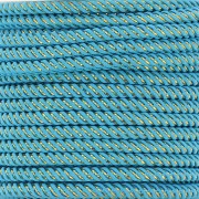 Cordon en polyester tressé et fil métallisé 3 mm - Turquoise - Doré x1m|raw }}