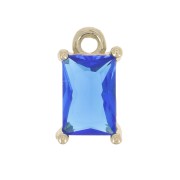 Mini breloque rectangle avec oxyde de zirconium 8.5x5 mm - Doré - Sapphire x1