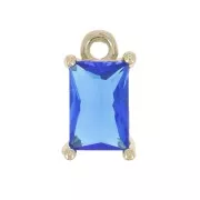 Mini breloque rectangle avec oxyde de zirconium 8.5x5 mm - Doré - Sapphire x1
