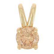 Pendentif rond avec Oxyde de Zirconium 6 mm - Doré - Light Topaz x1