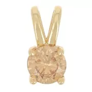 Pendentif rond avec Oxyde de Zirconium 6 mm - Doré - Light Topaz x1