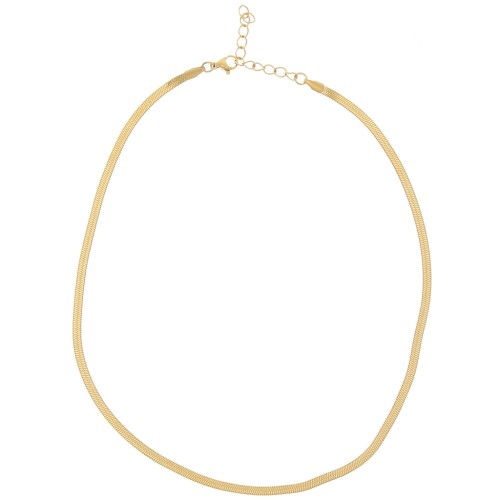 Tour de cou maille miroir - serpent plate 3.3 mm - Acier inoxydable 304 Doré x46cm