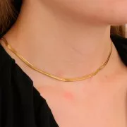 Tour de cou maille miroir - serpent plate 3.3 mm - Acier inoxydable 304 Doré x46cm