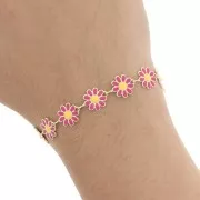 Chaîne Fantaisie motif marguerite résine époxy 10 mm Doré - Fuchsia - Jaune x99cm