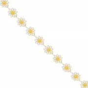 Chaîne Fantaisie motif marguerite résine époxy 10 mm - Doré - Blanc - Jaune x99cm