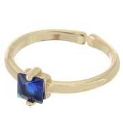 Bague fine réglable avec oxyde de Zirconium carré - Doré - Sapphire x1|raw }}