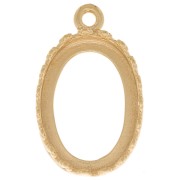 Serti pendentif ovale - décor couronne pour cabochon 14x10 mm - Doré à l'or fin x1|raw }}