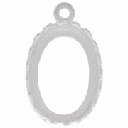 Serti pendentif ovale - décor couronne pour cabochon 14x10 mm - Placage Argent fin