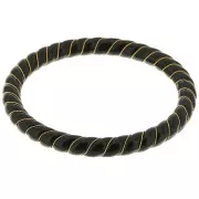 Bracelet jonc torsadé en résine opaque avec fil doré 64 mm - Noir x1