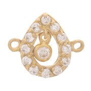 Intercalaire goutte avec oxydes de zirconium 10x11.5 mm - Plaqué Or 3 microns - Crystal x1|raw }}