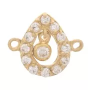 Intercalaire goutte avec oxydes de zirconium 10x11.5 mm - Plaqué Or 3 microns - Crystal x1