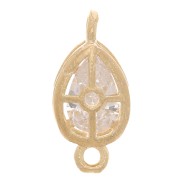 Intercalaire goutte avec oxydes de zirconium 12x6 mm - Plaqué Or 3 microns - Crystal x1