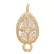 Intercalaire goutte avec oxydes de zirconium 12x6 mm - Plaqué Or 3 microns - Crystal x1