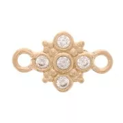 Intercalaire croix avec oxydes de zirconium 11x7 mm - Plaqué Or 3 microns - Crystal x1