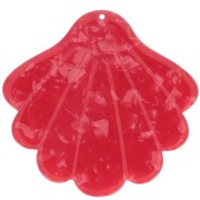 Pendentif coquillage en acétate 43x45 mm - Rouge nacré x1|raw }}