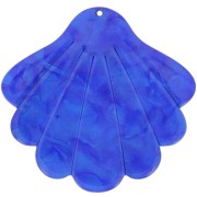 Pendentif coquillage en acétate 43x45 mm - Bleu roi nacré x1