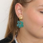 Pendentif fleur en acétate transparente 30x29 mm - Vert x1