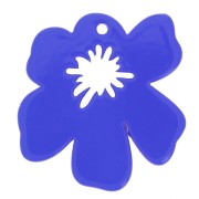 Pendentif fleur en acétate transparente 30x29 mm - Bleu foncé x1|raw }}
