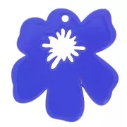 Pendentif fleur en acétate transparente 30x29 mm - Bleu foncé x1