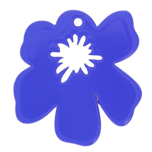 Pendentif fleur en acétate transparente 30x29 mm - Bleu foncé x1
