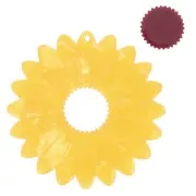 Pendentif tournesol en acétate 37 mm - Jaune nacré - Marron x1