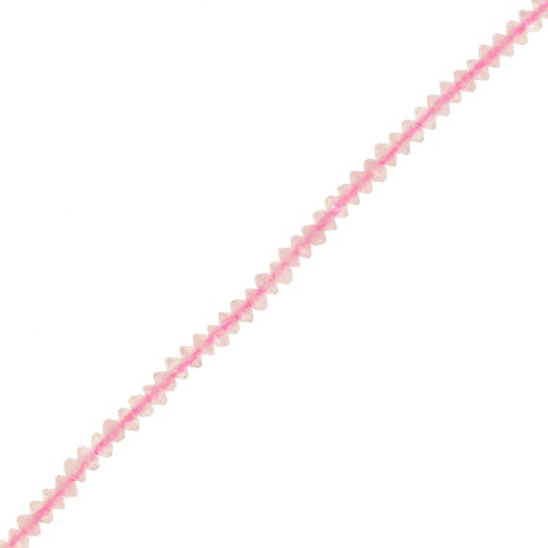 Perles rondelles bouliers facettées en pierre gemme  2x1 mm - Quartz rose x39cm