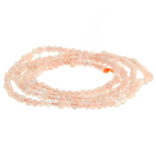 Perles rondes facettées 2 mm pierre gemme - Sun Stone - Pierre de Soleil x40cm