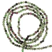 Perles rondes facettées 2 mm pierre gemme - Rubis Zoisite x32cm