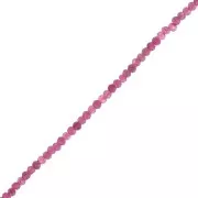 Perles rondes facettées 2 mm pierre gemme  - Tourmaline rose x39cm