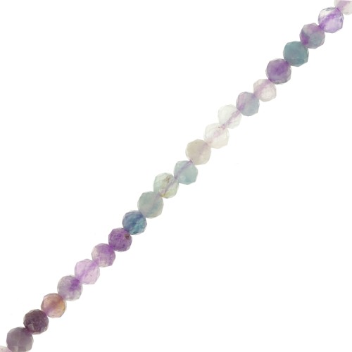 Perles rondes facettées 3.5 mm pierre gemme - Fluorite x39cm